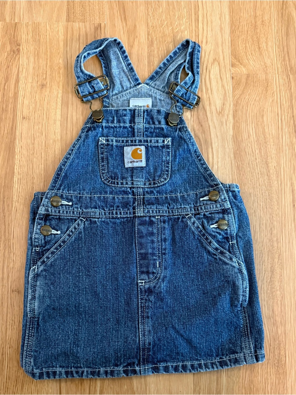 EUC Vintage Carhartt Denim Bib Overall Dress - Blue - Size 2T - 100% Cotton